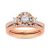 Diamond Classic Shank Single Halo Bridal Ring 1 ct tw Round Cut in 14K Rose Gold