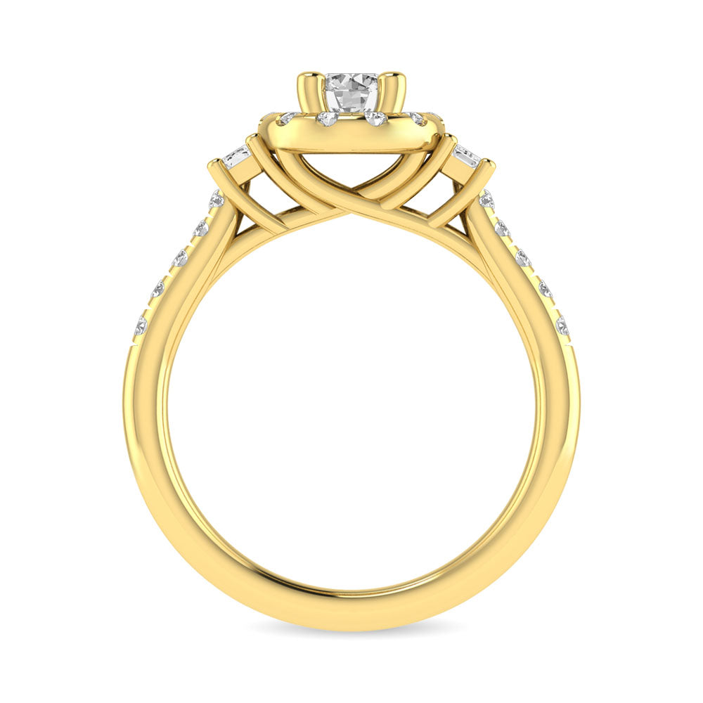 Diamond Classic Shank Single Halo Bridal Ring 1 ct tw Round Cut in 14K Yellow Gold