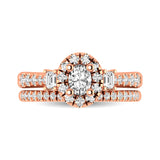 Diamond Classic Shank Single Halo Bridal Ring 1 ct tw Oval Cut in 14K Rose Gold