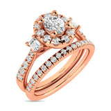 Diamond Classic Shank Single Halo Bridal Ring 1 ct tw Oval Cut in 14K Rose Gold