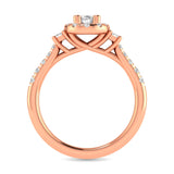 Diamond Classic Shank Single Halo Bridal Ring 1 ct tw Oval Cut in 14K Rose Gold