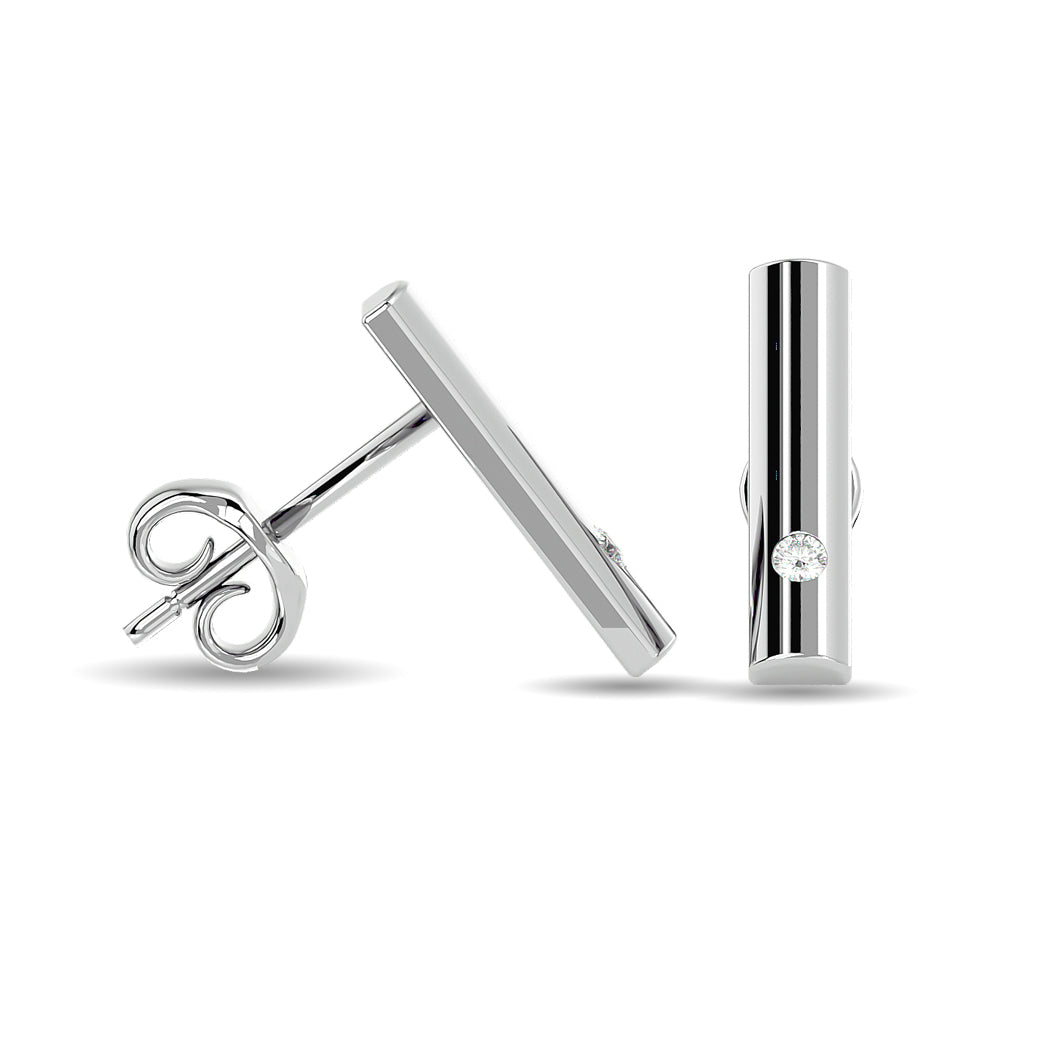 Diamond  1/20 ct tw Bar Earrings in 10K White Gold