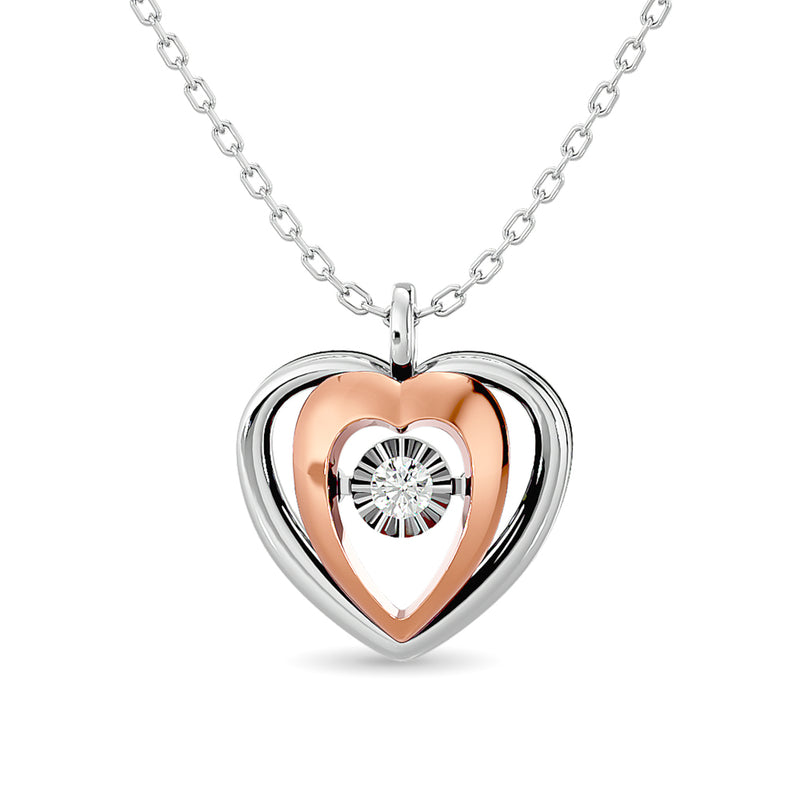 10KT WHITE GOLD/ ROSE GOLD TWO TONE 1/20CT TW DIAMOND PENDANT