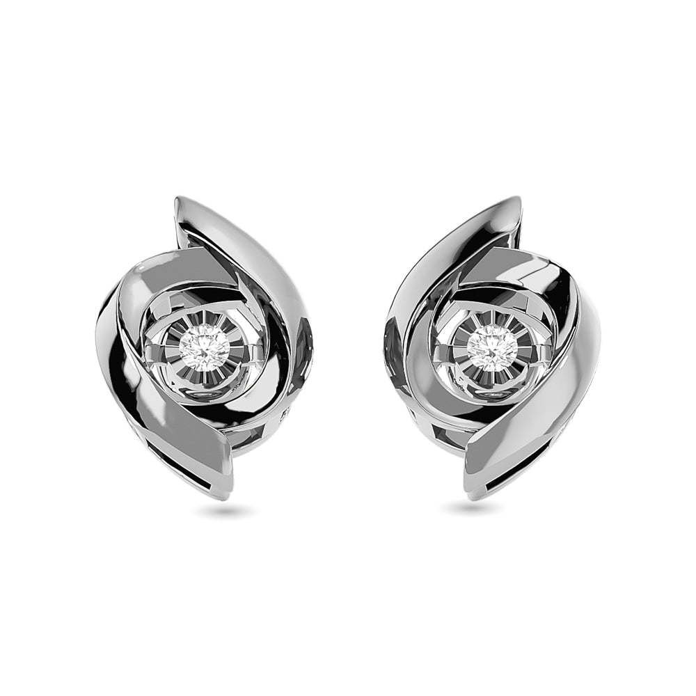 SILVER 1/20CT TW DIAMOND EARRING