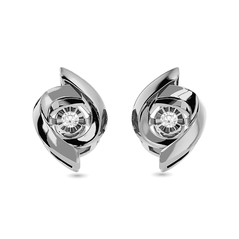 SILVER 1/20CT TW DIAMOND EARRING