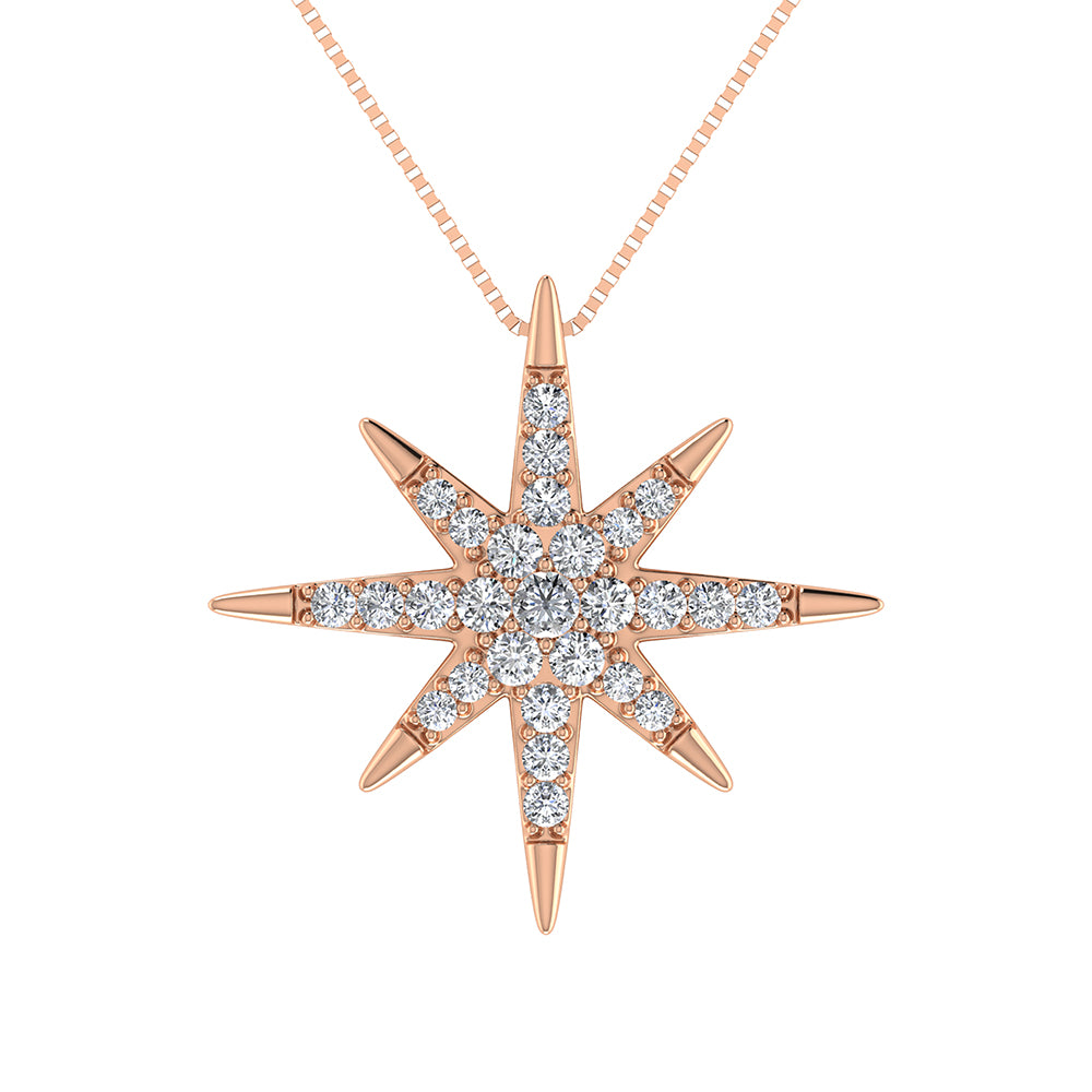 10K Pink Gold 1/5 Ct.Tw. Diamond Star Pendant