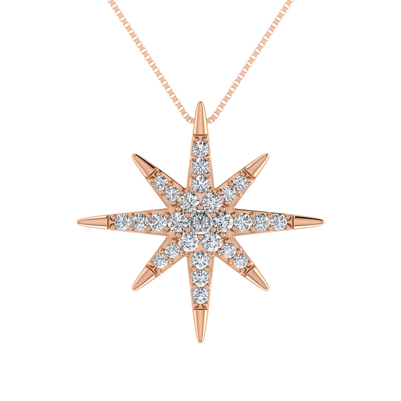 10K Pink Gold 1/5 Ct.Tw. Diamond Star Pendant