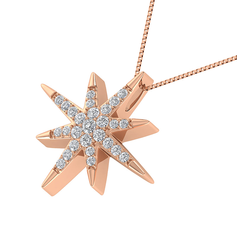 10K Pink Gold 1/5 Ct.Tw. Diamond Star Pendant