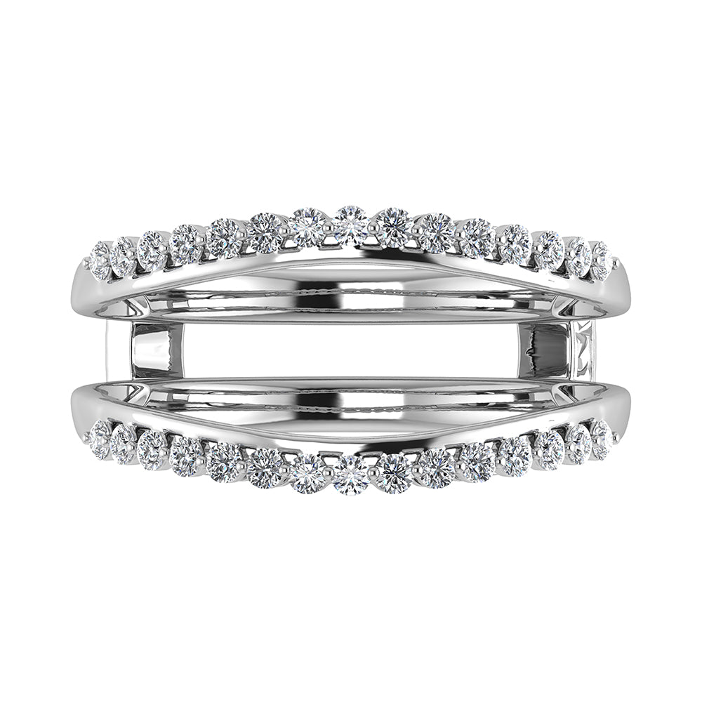 10K White Gold 1/4 Ct.Tw. Diamond Chevron Guard Ring