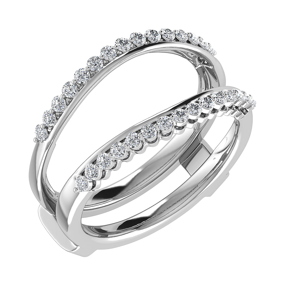 10K White Gold 1/4 Ct.Tw. Diamond Chevron Guard Ring