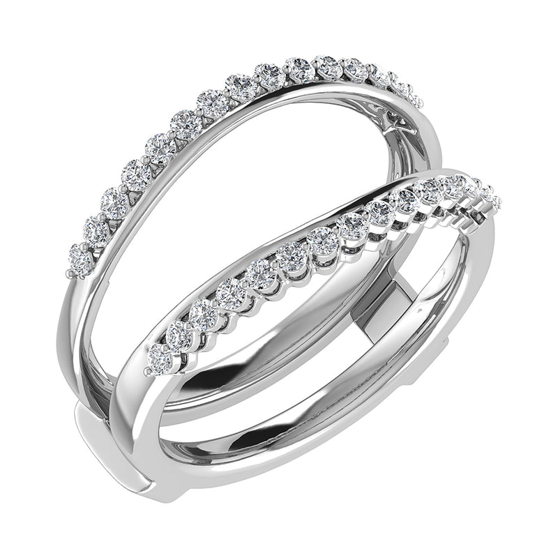 10K White Gold 1/4 Ct.Tw. Diamond Chevron Guard Ring