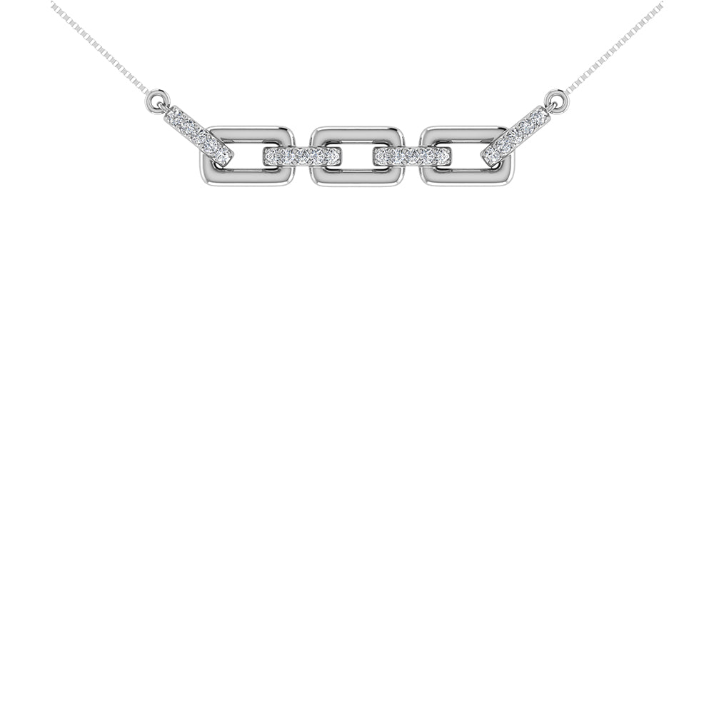10K White Gold 1/10 Ct.Tw. Diamond Cuban Link Necklace