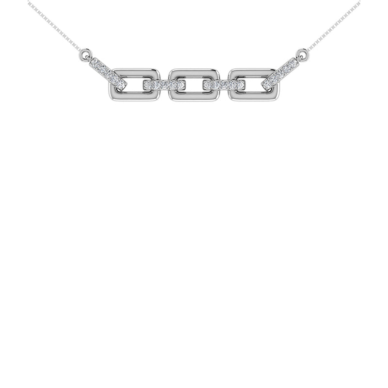 10K White Gold 1/10 Ct.Tw. Diamond Cuban Link Necklace