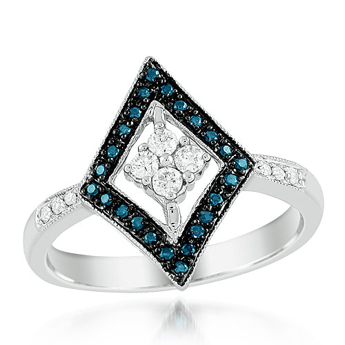 14KW 0.25CTW BLUE DIA FANCY RING