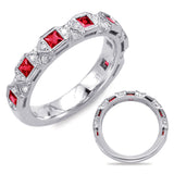 White Gold Ruby & Diamond Band