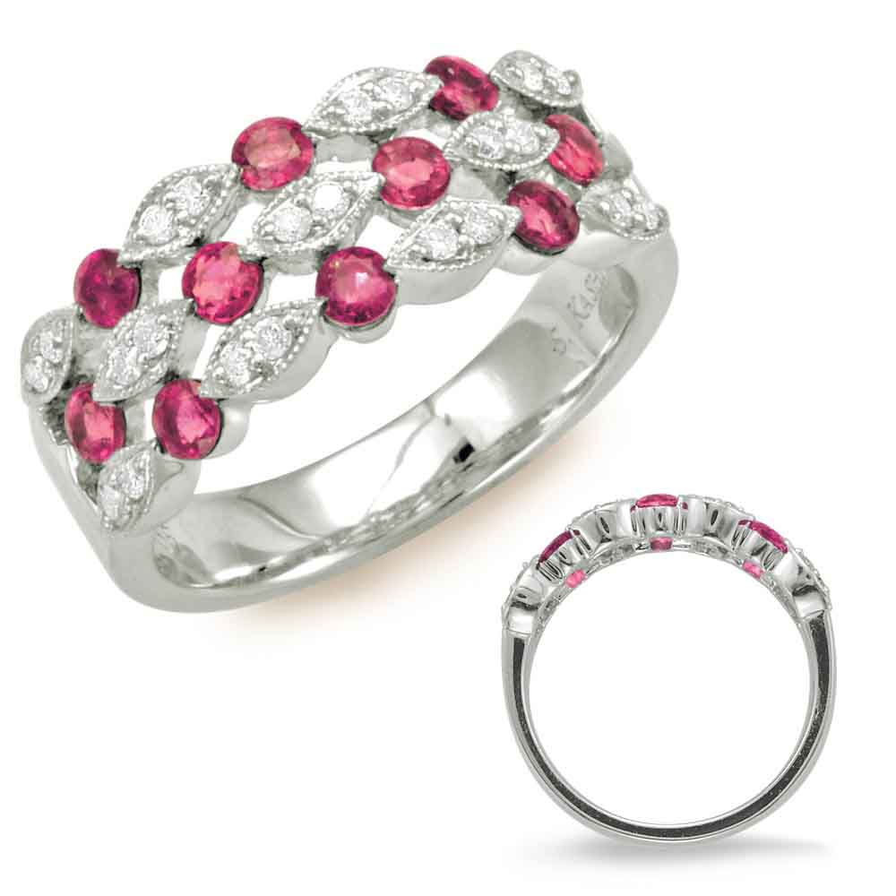 White Gold Ruby & Diamond Ring