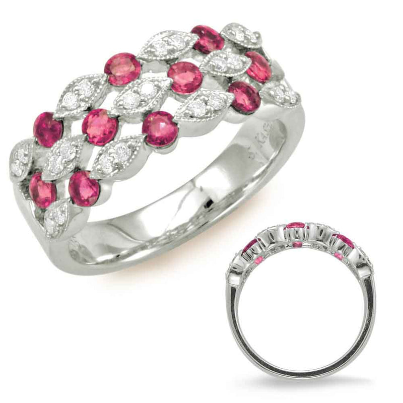 White Gold Ruby & Diamond Ring