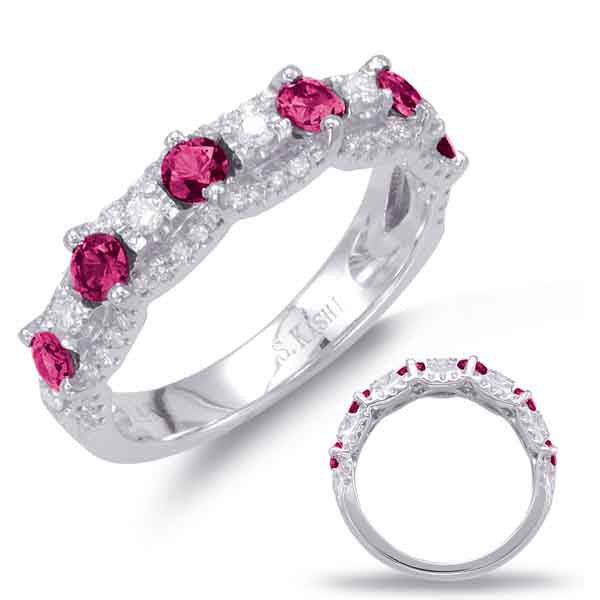 White Gold Ruby & Diamond Ring