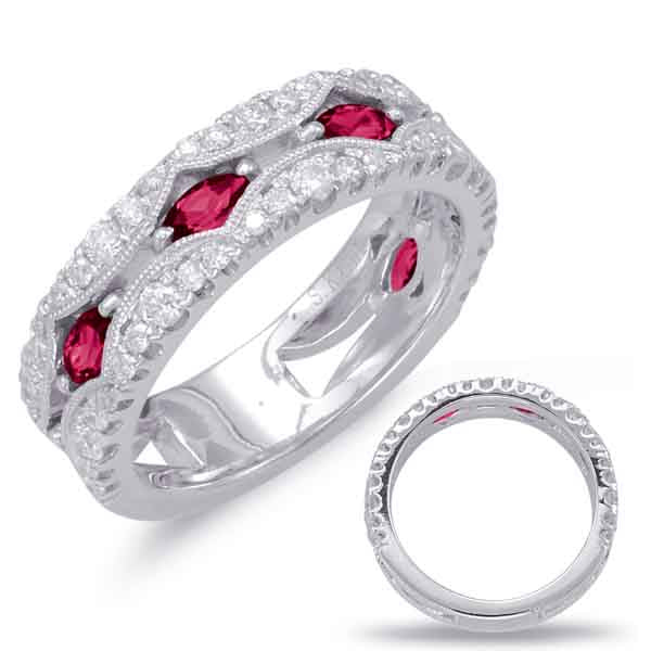 White Gold Ruby & Diamond Ring