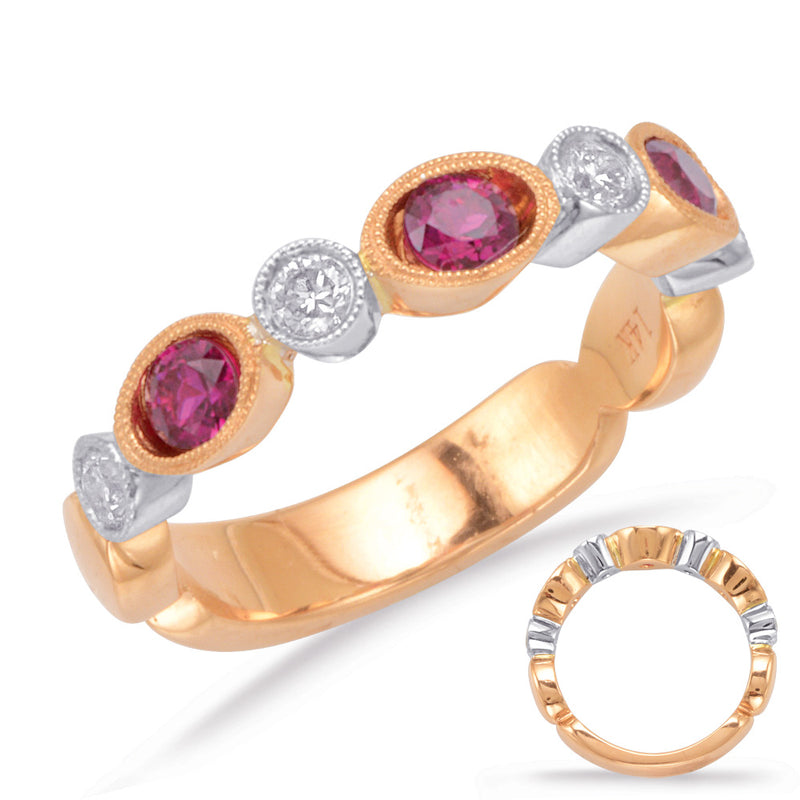 Rose & White Ruby & Diamond Ring