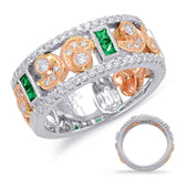 Rose & White Gold Emerald & Diamond Ring
