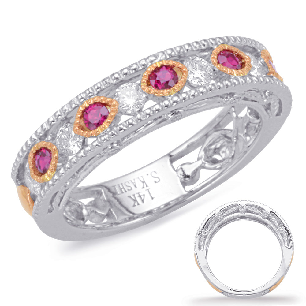 Rose & White Gold Ruby & Diamond Ring