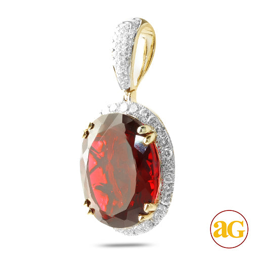 10KY 1.15CTW DIAMOND OVAL PENDANT WITH 18.62CT SYN