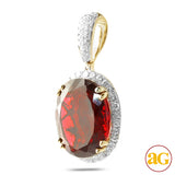10KY 1.15CTW DIAMOND OVAL PENDANT WITH 18.62CT SYN