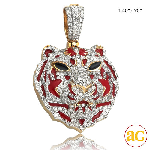 10KY 1.25CTW DIAMOND TIGER HEAD PENDANT