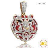 10KY 1.25CTW DIAMOND TIGER HEAD PENDANT