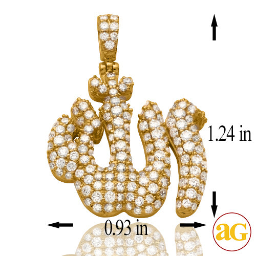 14KY 2.60CTW DIAMOND 'ALLAH' PENDANT - ROUNDED