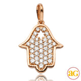 14KR 0.20CTW DIAMOND HAMZA PENDANT - 0.5"