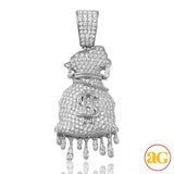 14KW 3.75CTW DIAMOND DRIPPING MONEY BAG PENDANT