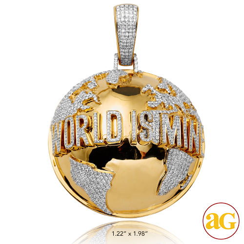 10KY 5.20CTW DIAMOND HALF GLOBE PENDANT - "WORLD