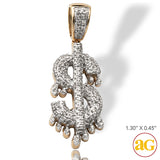 10KY 0.50CTW DRIPPING DIAMOND $ DOLLAR SIGN PENDAN