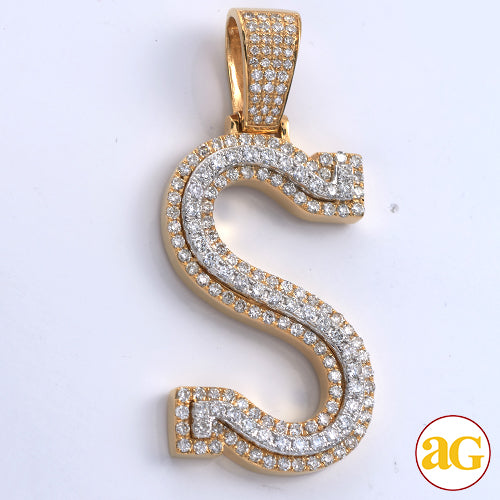 10KY+W 2.85CTW DIAMOND TWO TONE INITIAL PENDANT