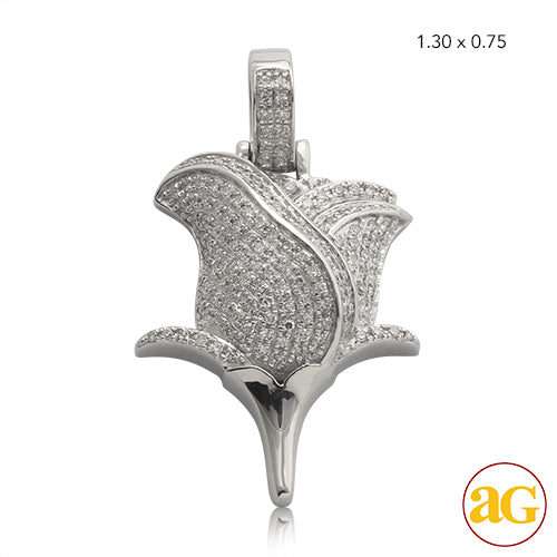 14KW 0.50CTW DIAMOND ROSE FLOWER PENDANT