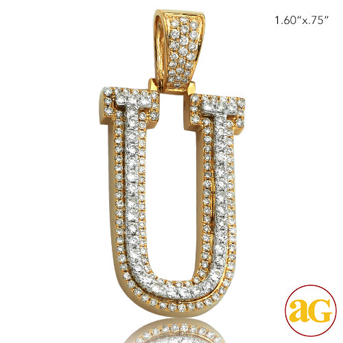 10KY+W 1.50CTW DIAMOND TWO TONE INITIAL PENDANT