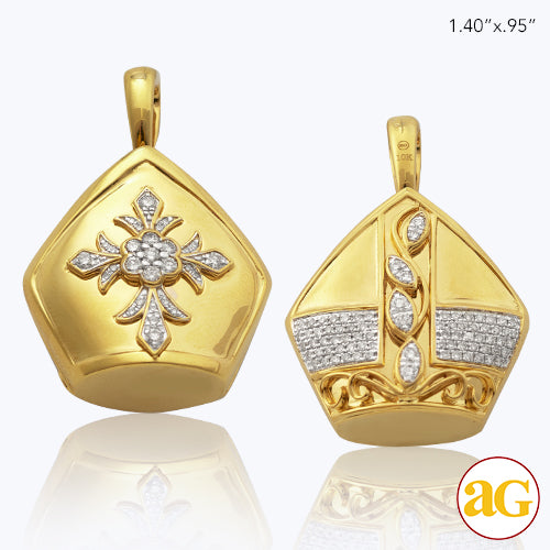 10KY 0.90CTW DIAMOND POPE CROWN PENDANT