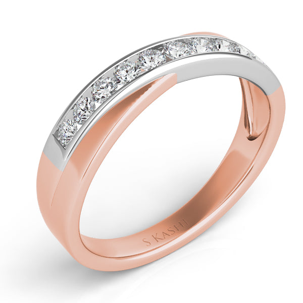 Rose & White Gold Diamond Band