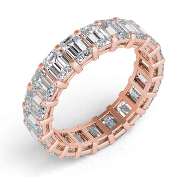 18k Rose Gold Emerald Cut Eternity Band
