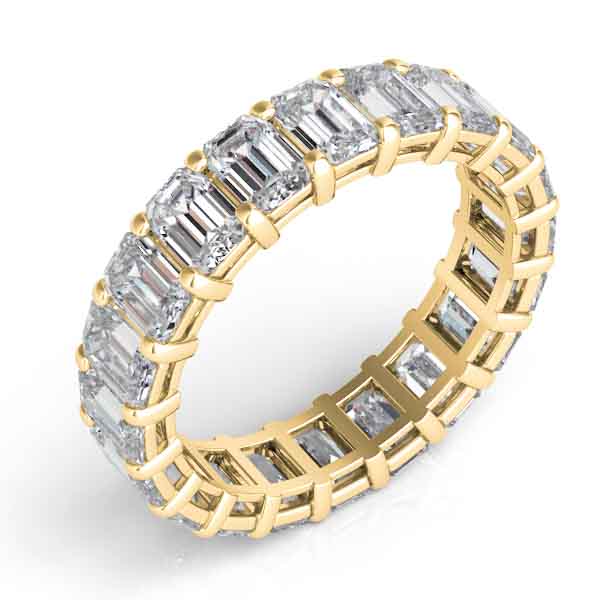 18k Yellow Gold Emerald Cut Eternity Band