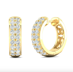 14kt Gold Diamond Hoops / Huggies Style Earrings Available in Two-Tone, White or yellow Gold