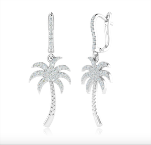 14kt Gold Palm Tree Earrings Available in Two-Tone, White or yellow Gold
