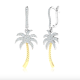 14kt Gold Palm Tree Earrings Available in Two-Tone, White or yellow Gold