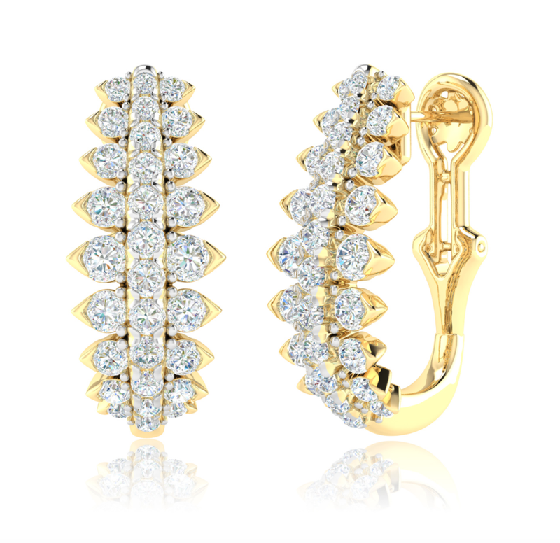 14kt Gold Diamond Pyramid Style Earrings Available in White or yellow Gold