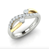 14kt Gold Overlap Ring, Available in Two-Tone, White or yellow Gold
