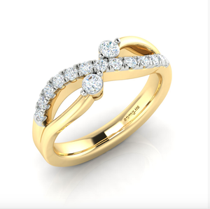 14kt Gold Overlap Ring, Available in Two-Tone, White or yellow Gold