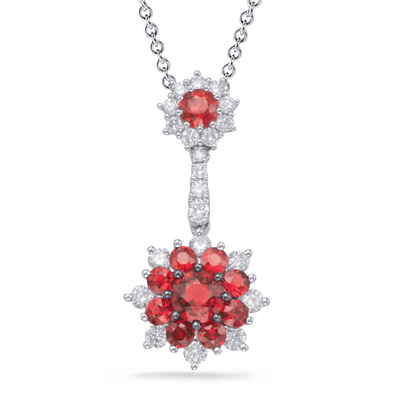 White Gold Ruby & Diamond Pendant