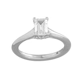 Solitaire Plus Series Engagement Ring-Emerald Cut Center Diamond made in 14k White gold